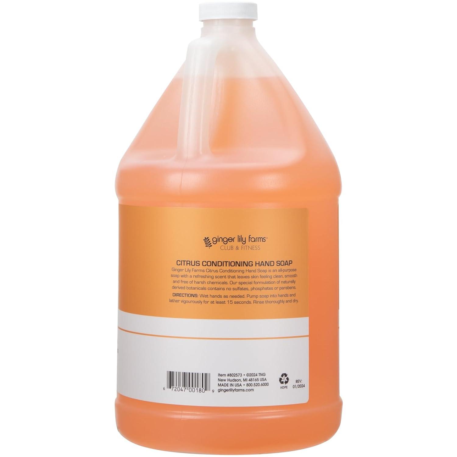 imageGinger Lily Farms Club amp Fitness Conditioning Liquid Hand Soap Refill 100 Vegan amp CrueltyFree Citrus Scent 1 Gallon 128 fl ozCitrus