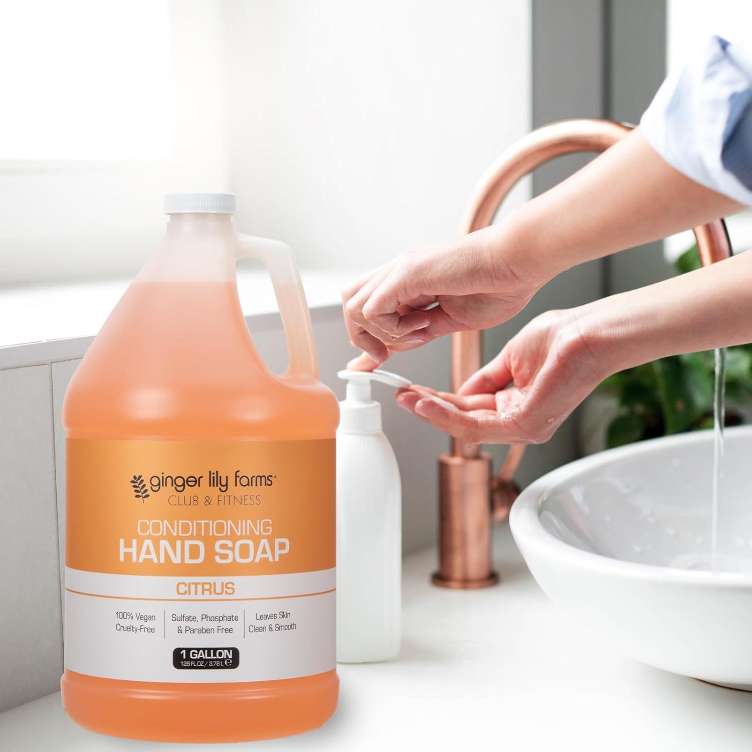 imageGinger Lily Farms Club amp Fitness Conditioning Liquid Hand Soap Refill 100 Vegan amp CrueltyFree Citrus Scent 1 Gallon 128 fl ozCitrus