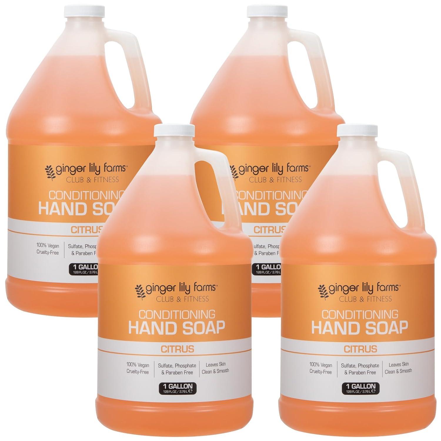 imageGinger Lily Farms Club amp Fitness Conditioning Liquid Hand Soap Refill 100 Vegan amp CrueltyFree Citrus Scent 1 Gallon 128 fl ozCitrus