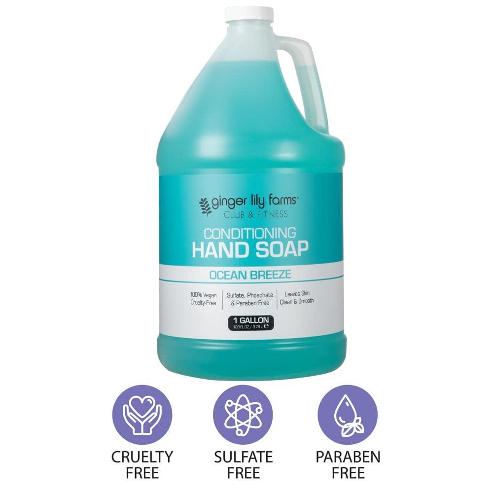 imageGinger Lily Farms Club amp Fitness Conditioning Liquid Hand Soap Refill 100 Vegan amp CrueltyFree Citrus Scent 1 Gallon 128 fl ozOcean Breeze
