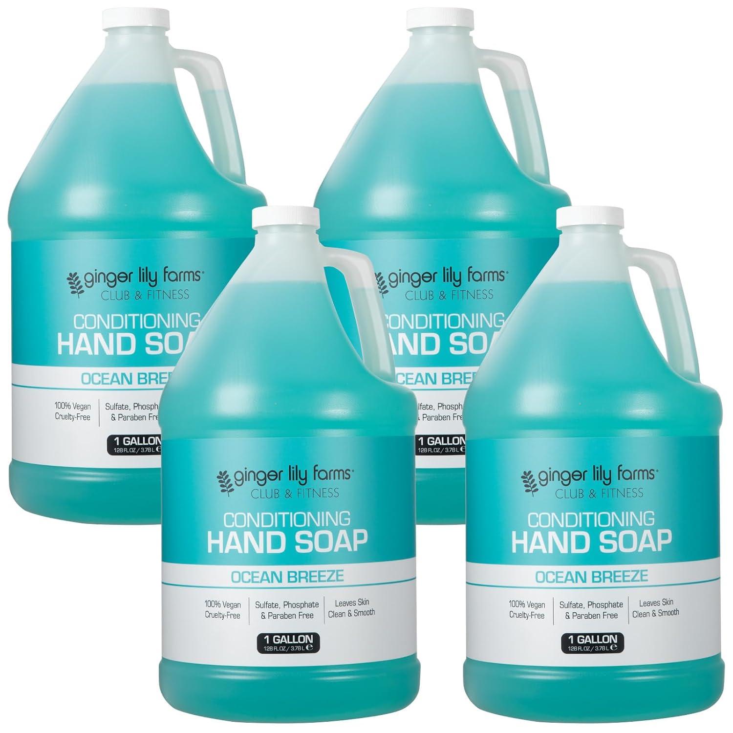imageGinger Lily Farms Club amp Fitness Conditioning Liquid Hand Soap Refill 100 Vegan amp CrueltyFree Citrus Scent 1 Gallon 128 fl ozOcean Breeze