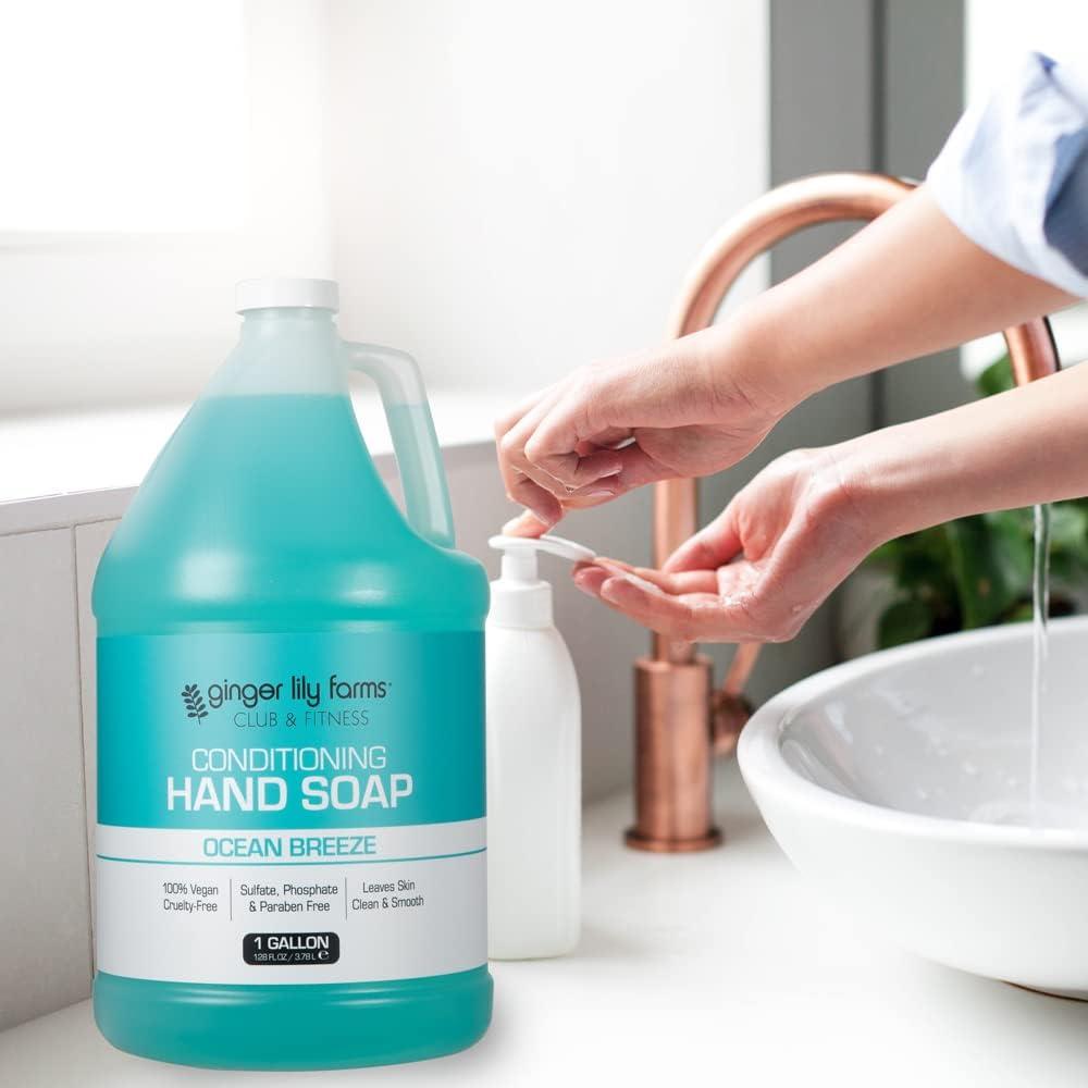imageGinger Lily Farms Club amp Fitness Conditioning Liquid Hand Soap Refill 100 Vegan amp CrueltyFree Citrus Scent 1 Gallon 128 fl ozOcean Breeze