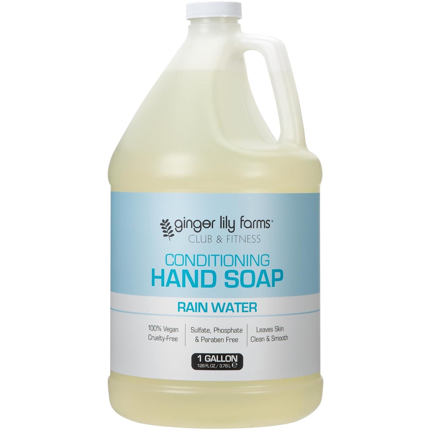 imageGinger Lily Farms Club amp Fitness Conditioning Liquid Hand Soap Refill 100 Vegan amp CrueltyFree Citrus Scent 1 Gallon 128 fl ozRain Water