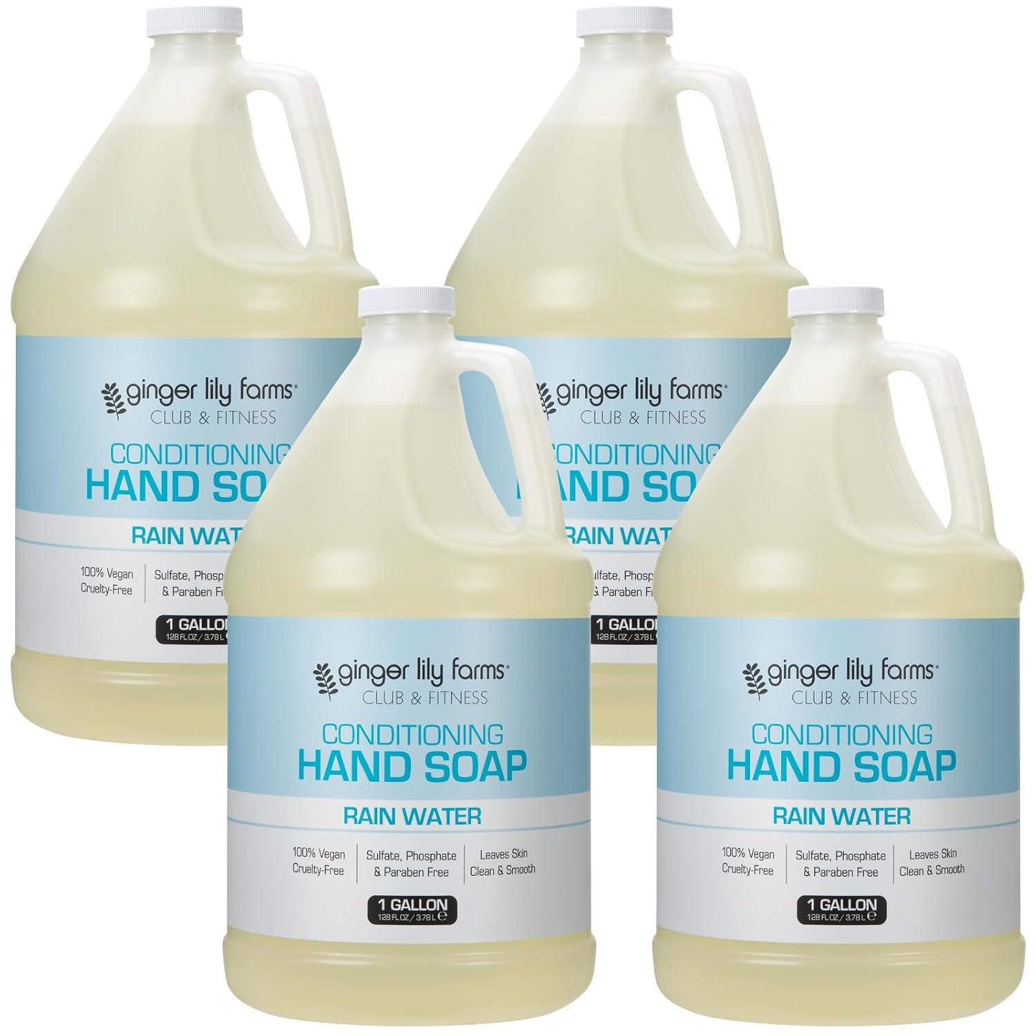 imageGinger Lily Farms Club amp Fitness Conditioning Liquid Hand Soap Refill 100 Vegan amp CrueltyFree Citrus Scent 1 Gallon 128 fl ozRain Water