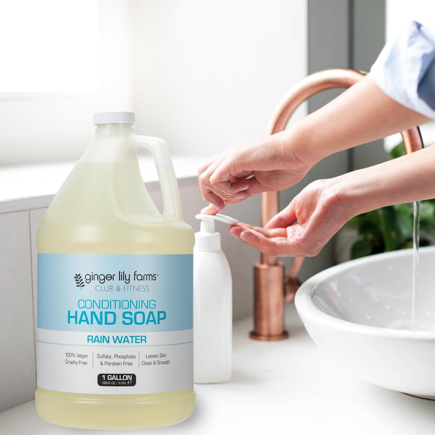 imageGinger Lily Farms Club amp Fitness Conditioning Liquid Hand Soap Refill 100 Vegan amp CrueltyFree Citrus Scent 1 Gallon 128 fl ozRain Water
