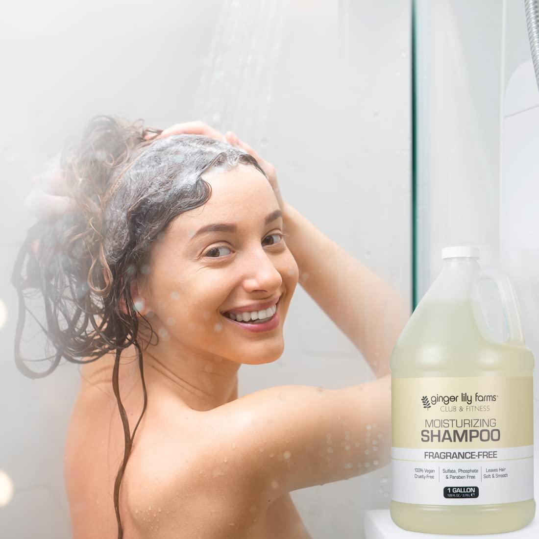 imageGinger Lily Farms Club amp Fitness Moisturizing Shampoo for All Hair Types 100 Vegan amp CrueltyFree Citrus Scent 1 Gallon 128 fl oz RefillFragrance Free