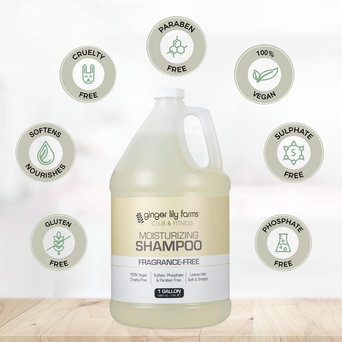imageGinger Lily Farms Club amp Fitness Moisturizing Shampoo for All Hair Types 100 Vegan amp CrueltyFree Citrus Scent 1 Gallon 128 fl oz RefillFragrance Free