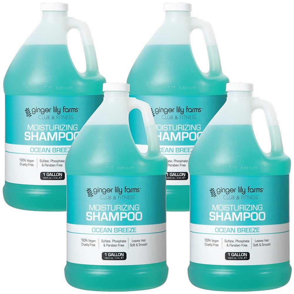 imageGinger Lily Farms Club amp Fitness Moisturizing Shampoo for All Hair Types 100 Vegan amp CrueltyFree Citrus Scent 1 Gallon 128 fl oz RefillOcean Breeze