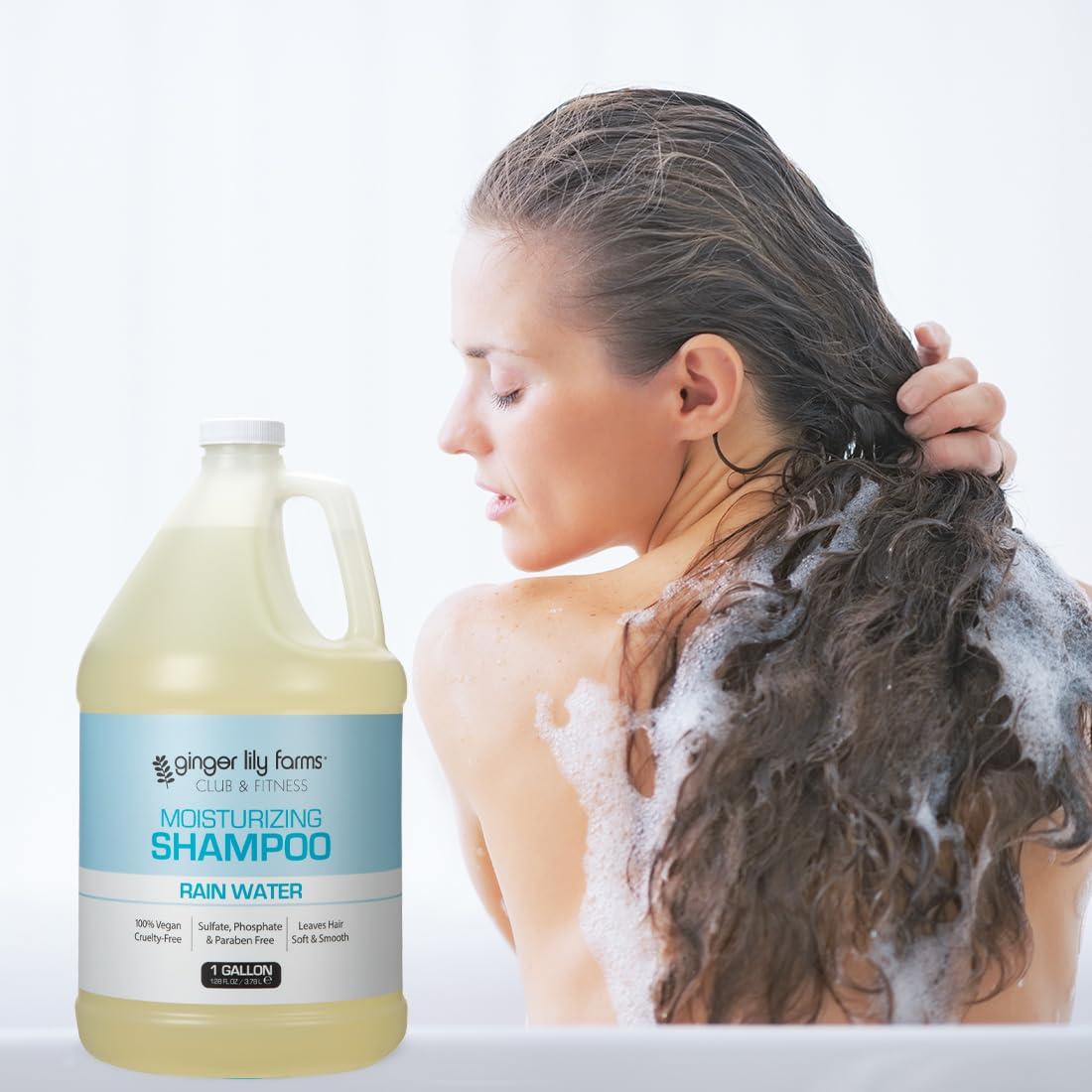 imageGinger Lily Farms Club amp Fitness Moisturizing Shampoo for All Hair Types 100 Vegan amp CrueltyFree Citrus Scent 1 Gallon 128 fl oz RefillRain Water
