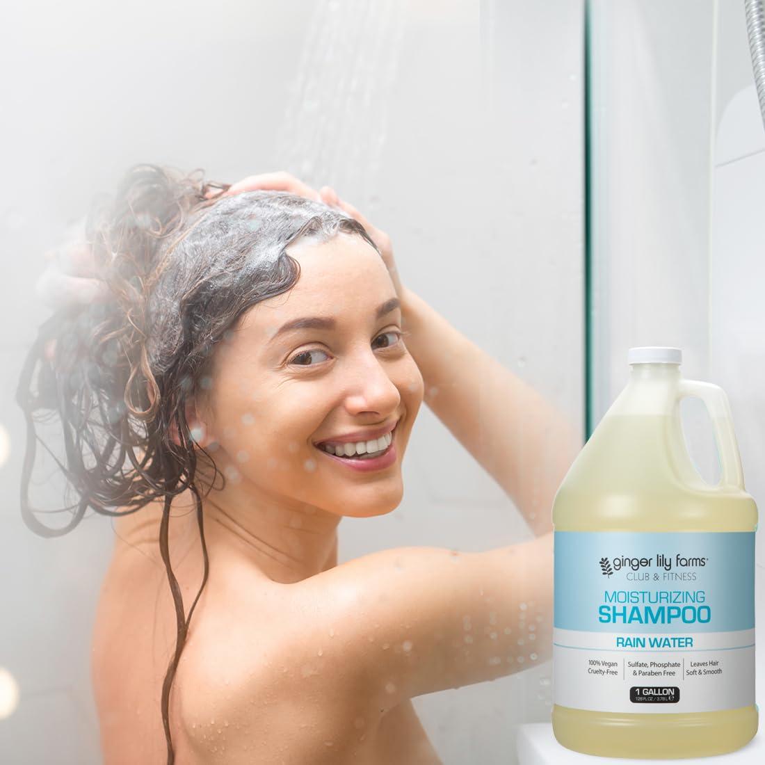 imageGinger Lily Farms Club amp Fitness Moisturizing Shampoo for All Hair Types 100 Vegan amp CrueltyFree Citrus Scent 1 Gallon 128 fl oz RefillRain Water