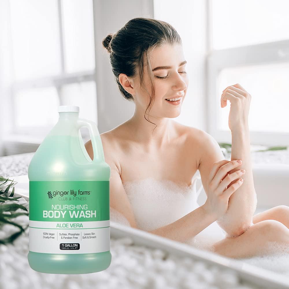 imageGinger Lily Farms Club amp Fitness Nourishing Body Wash 100 Vegan amp CrueltyFree Citrus Scent 1 Gallon Refill Pack of 4Aloe Vera