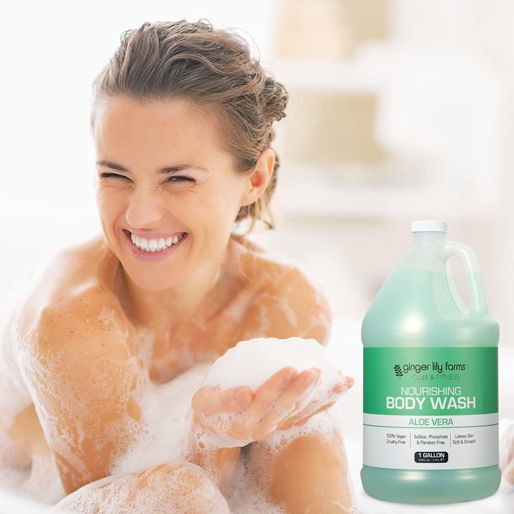 imageGinger Lily Farms Club amp Fitness Nourishing Body Wash 100 Vegan amp CrueltyFree Citrus Scent 1 Gallon Refill Pack of 4Aloe Vera