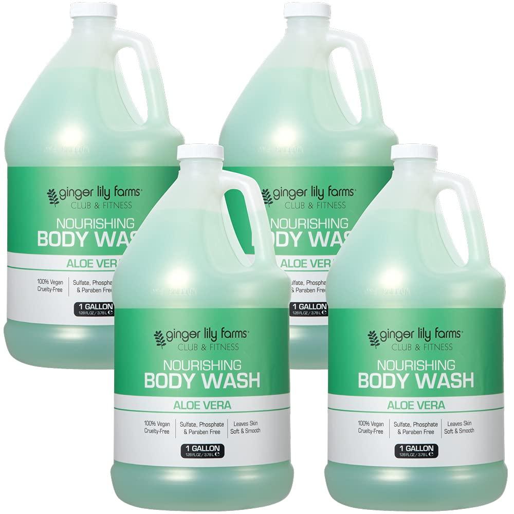 imageGinger Lily Farms Club amp Fitness Nourishing Body Wash 100 Vegan amp CrueltyFree Citrus Scent 1 Gallon Refill Pack of 4Aloe Vera
