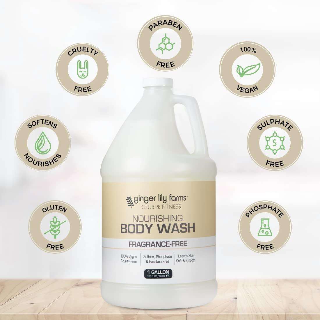 imageGinger Lily Farms Club amp Fitness Nourishing Body Wash 100 Vegan amp CrueltyFree Citrus Scent 1 Gallon Refill Pack of 4Fragrance Free