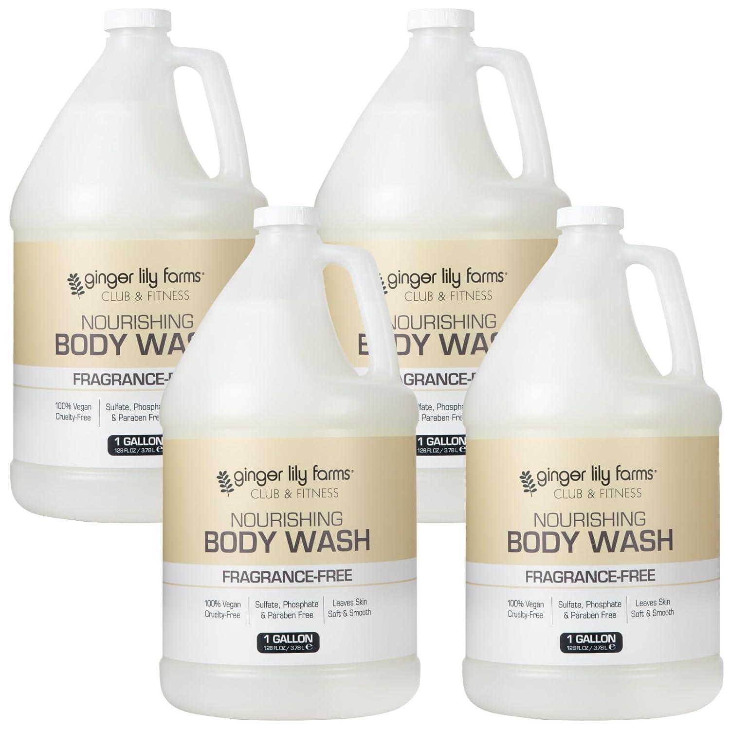 imageGinger Lily Farms Club amp Fitness Nourishing Body Wash 100 Vegan amp CrueltyFree Citrus Scent 1 Gallon Refill Pack of 4Fragrance Free