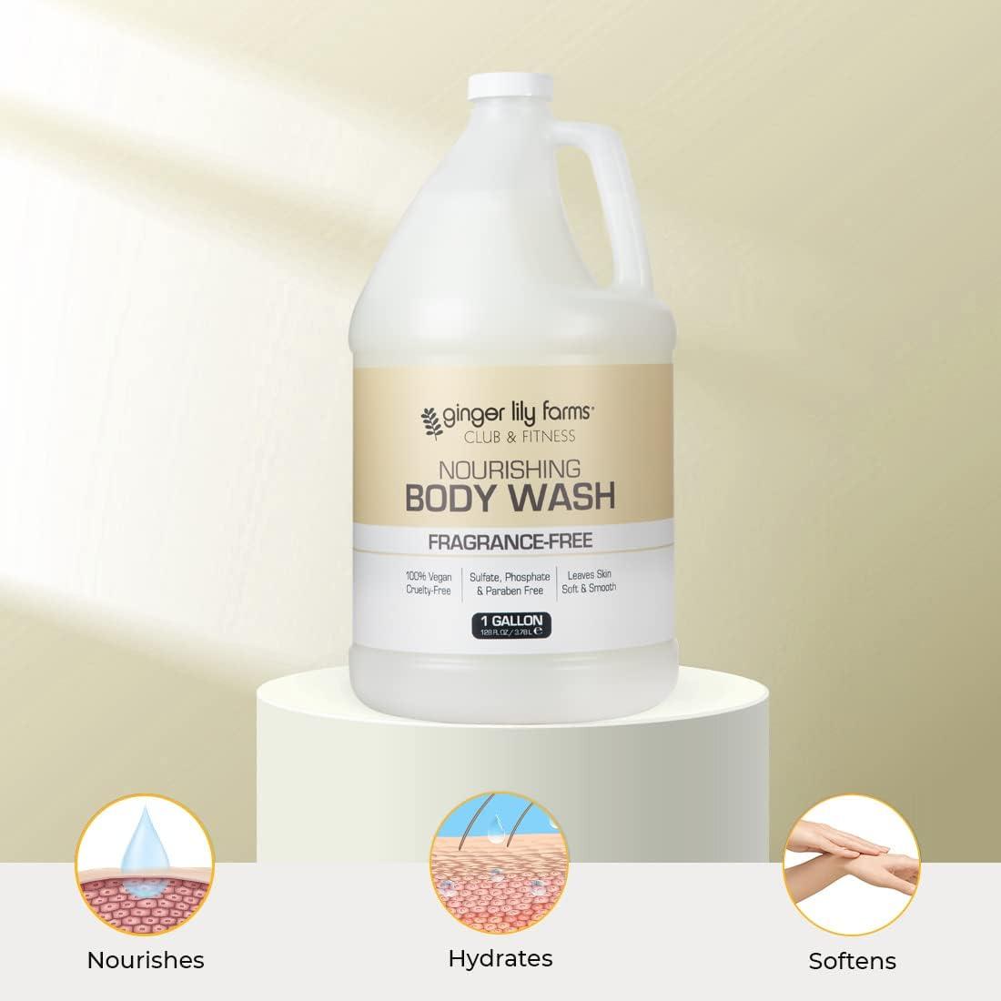 imageGinger Lily Farms Club amp Fitness Nourishing Body Wash 100 Vegan amp CrueltyFree Citrus Scent 1 Gallon Refill Pack of 4Fragrance Free