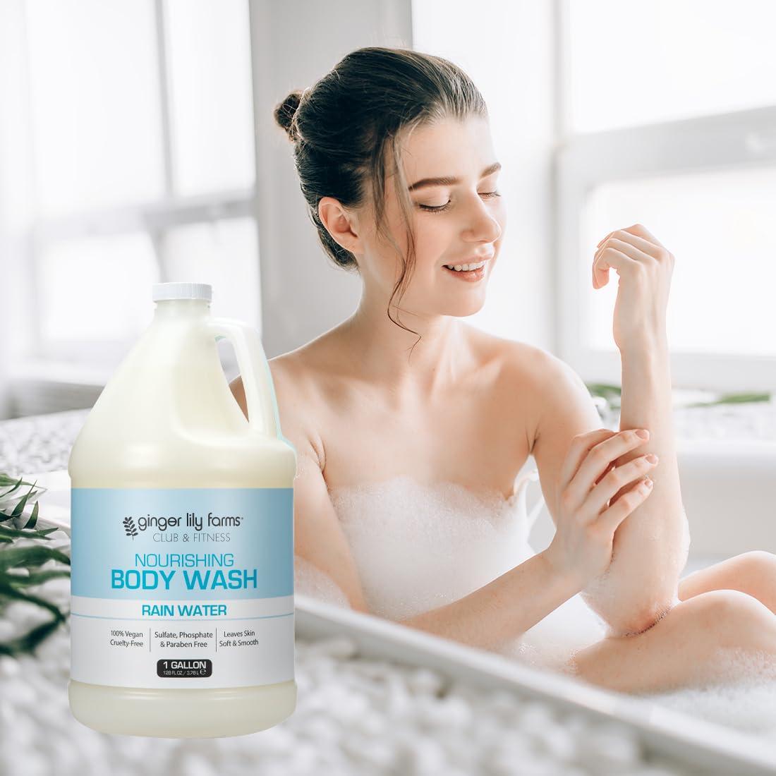 imageGinger Lily Farms Club amp Fitness Nourishing Body Wash 100 Vegan amp CrueltyFree Citrus Scent 1 Gallon Refill Pack of 4Rain Water