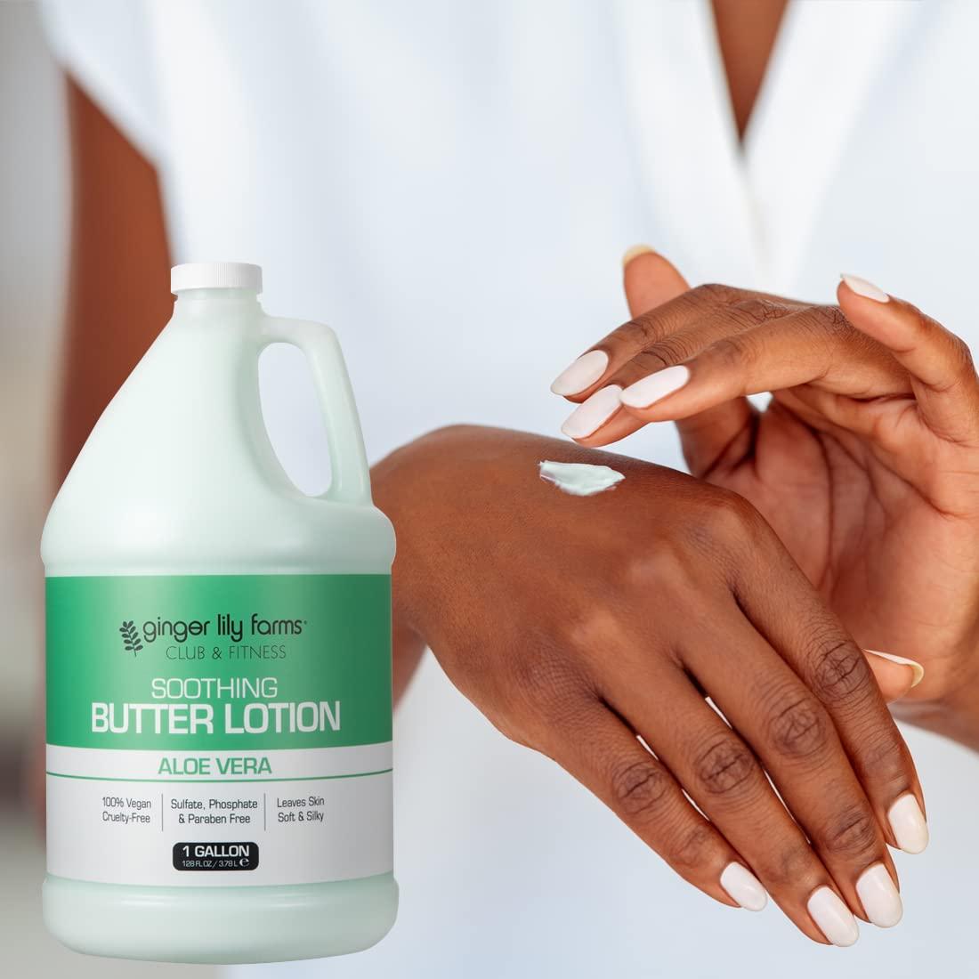 imageGinger Lily Farms Club amp Fitness Soothing Butter Lotion for Dry Skin 100 Vegan amp CrueltyFree Citrus Scent 1 Gallon 128 fl oz RefillAloe Vera