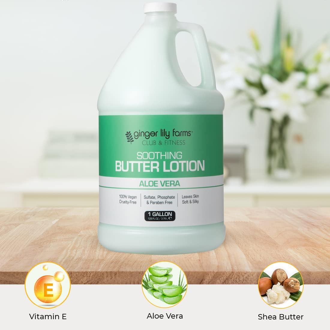 imageGinger Lily Farms Club amp Fitness Soothing Butter Lotion for Dry Skin 100 Vegan amp CrueltyFree Citrus Scent 1 Gallon 128 fl oz RefillAloe Vera