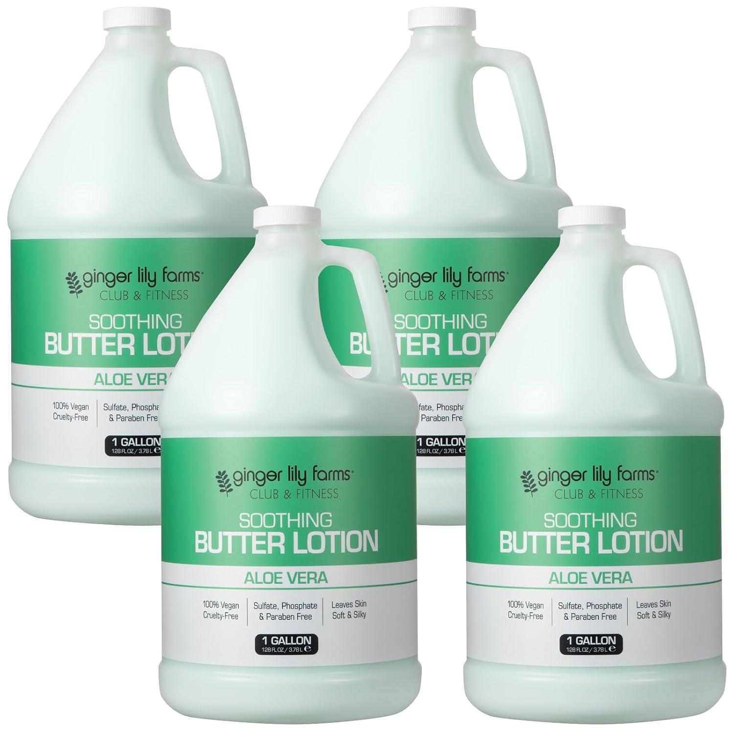imageGinger Lily Farms Club amp Fitness Soothing Butter Lotion for Dry Skin 100 Vegan amp CrueltyFree Citrus Scent 1 Gallon 128 fl oz RefillAloe Vera