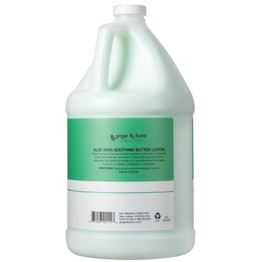 imageGinger Lily Farms Club amp Fitness Soothing Butter Lotion for Dry Skin 100 Vegan amp CrueltyFree Citrus Scent 1 Gallon 128 fl oz RefillAloe Vera