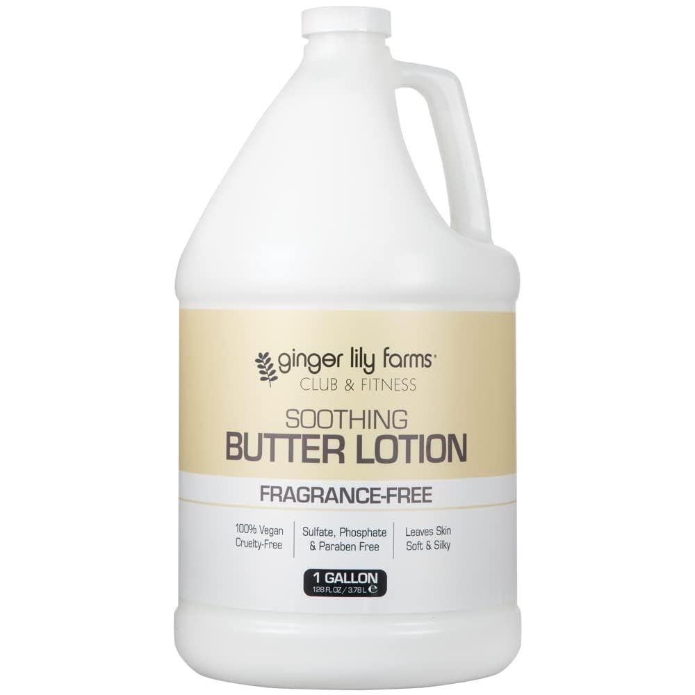 imageGinger Lily Farms Club amp Fitness Soothing Butter Lotion for Dry Skin 100 Vegan amp CrueltyFree Citrus Scent 1 Gallon 128 fl oz RefillFragrance Free