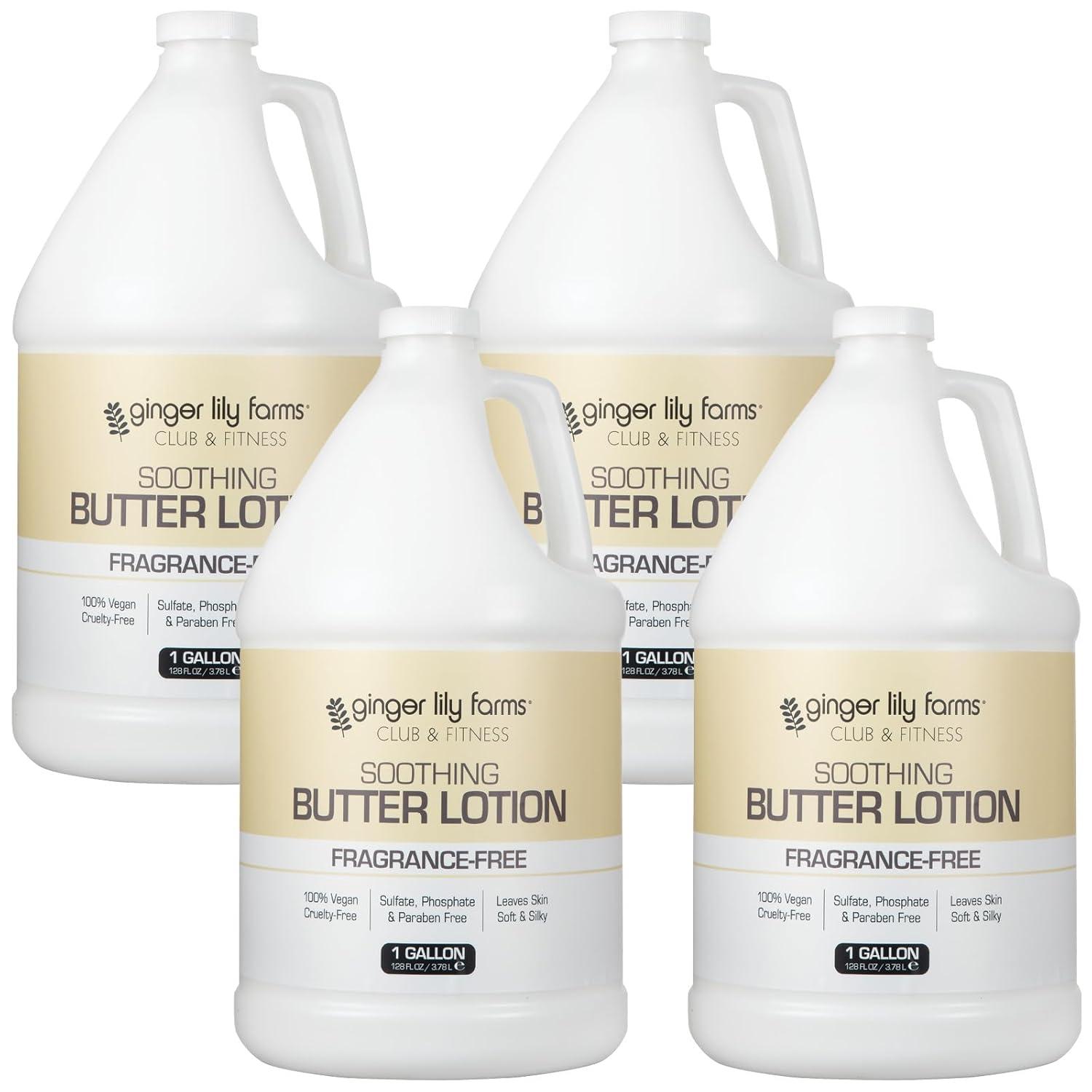 imageGinger Lily Farms Club amp Fitness Soothing Butter Lotion for Dry Skin 100 Vegan amp CrueltyFree Citrus Scent 1 Gallon 128 fl oz RefillFragrance Free