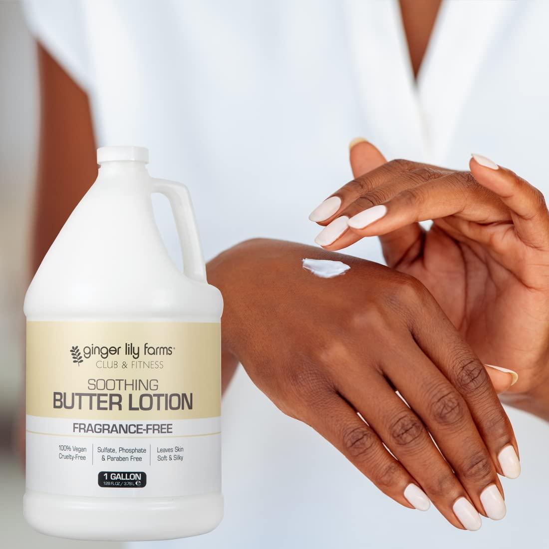 imageGinger Lily Farms Club amp Fitness Soothing Butter Lotion for Dry Skin 100 Vegan amp CrueltyFree Citrus Scent 1 Gallon 128 fl oz RefillFragrance Free