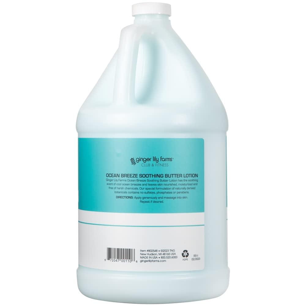 imageGinger Lily Farms Club amp Fitness Soothing Butter Lotion for Dry Skin 100 Vegan amp CrueltyFree Citrus Scent 1 Gallon 128 fl oz RefillOcean Breeze