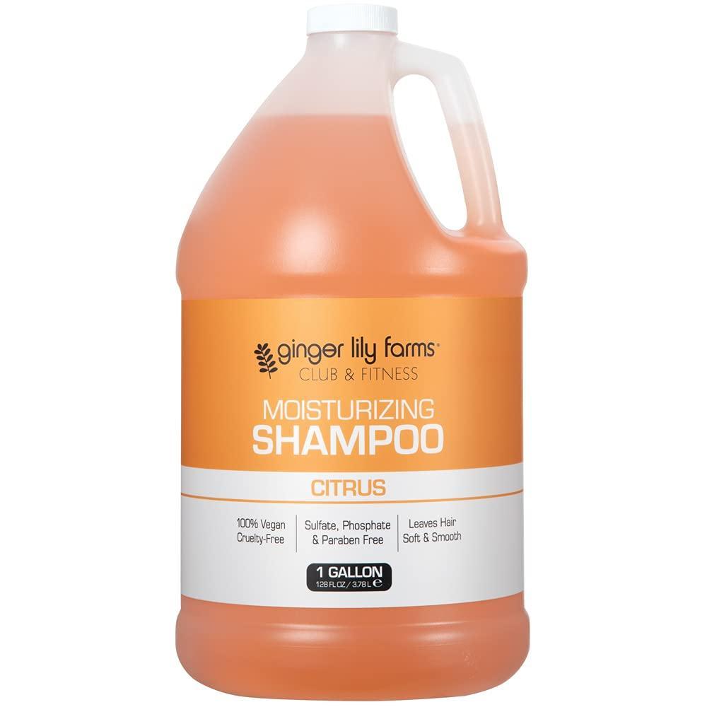imageGinger Lily Farms Club amp Fitness Moisturizing Shampoo for All Hair Types 100 Vegan amp CrueltyFree Citrus Scent 1 Gallon 128 fl oz RefillCitrus