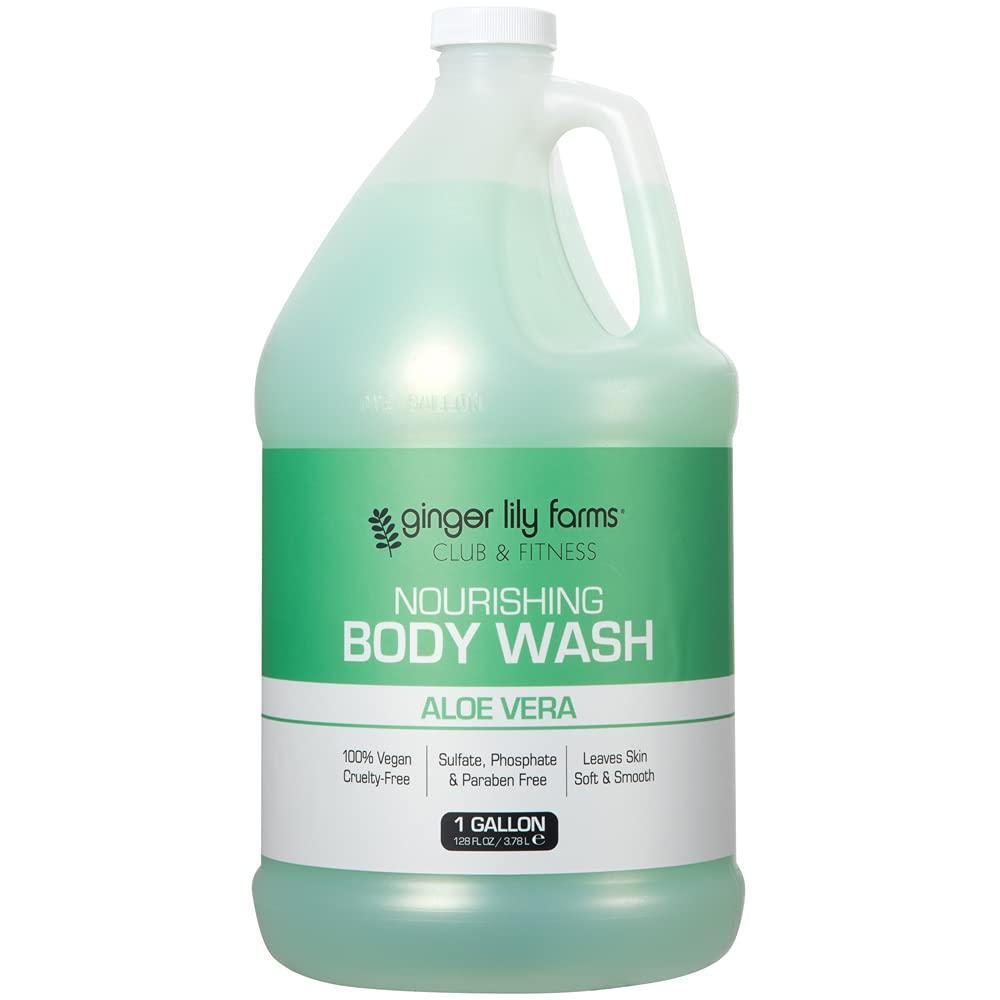 imageGinger Lily Farms Club amp Fitness Nourishing Body Wash 100 Vegan amp CrueltyFree Citrus Scent 1 Gallon Refill Pack of 4Aloe Vera