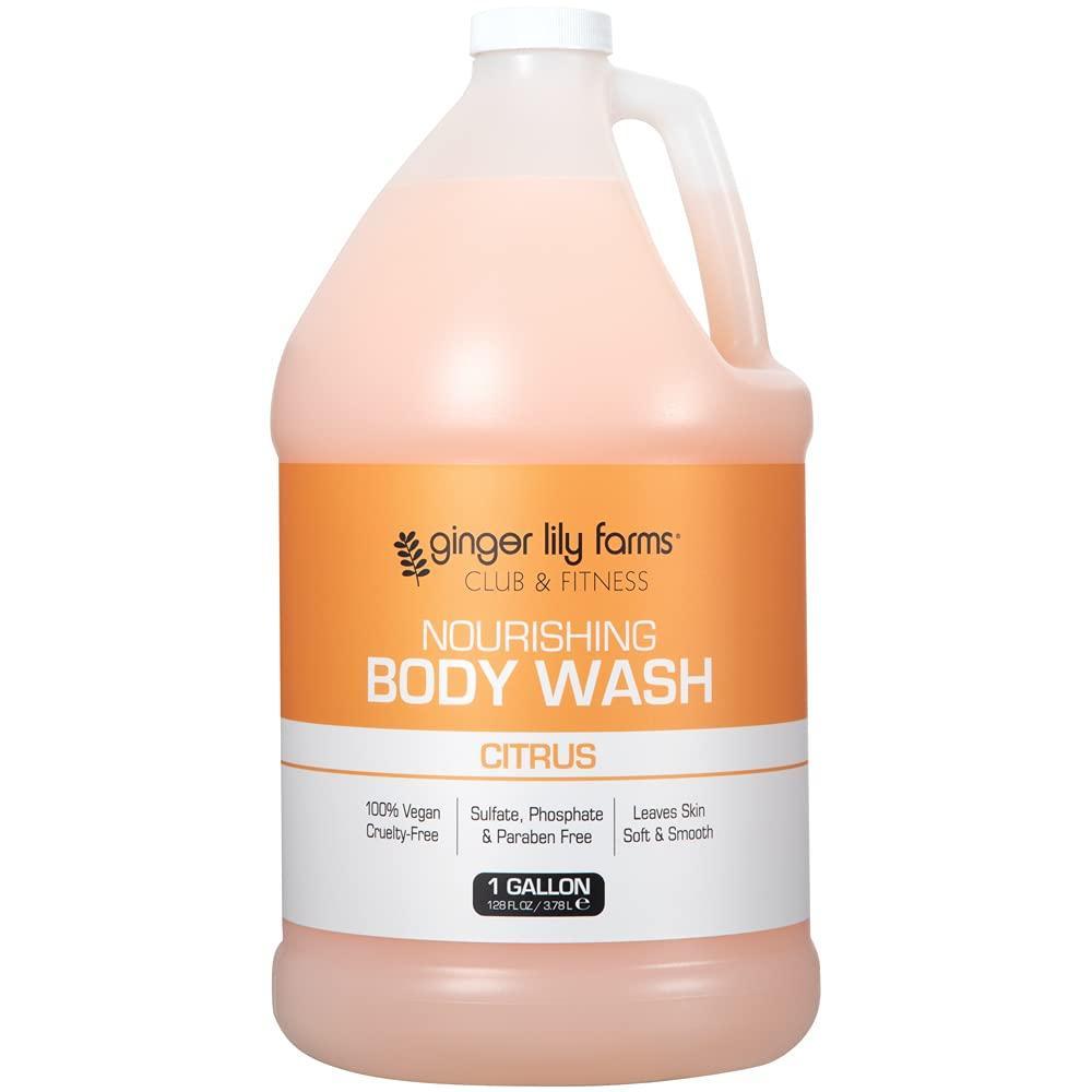 imageGinger Lily Farms Club amp Fitness Nourishing Body Wash 100 Vegan amp CrueltyFree Citrus Scent 1 Gallon Refill Pack of 4Citrus