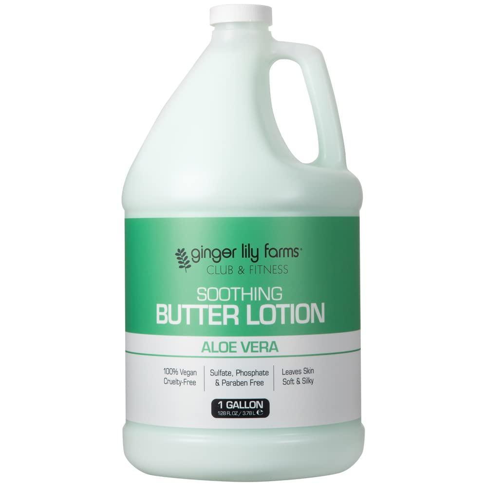 imageGinger Lily Farms Club amp Fitness Soothing Butter Lotion for Dry Skin 100 Vegan amp CrueltyFree Citrus Scent 1 Gallon 128 fl oz RefillAloe Vera