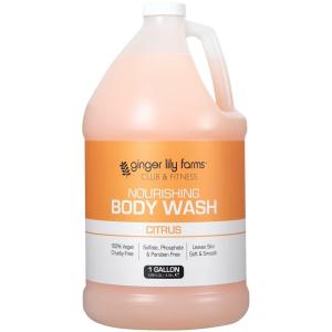 Ginger Lily Farms Club & Fitness Nourishing Body Wash, 100% Vegan & Cruelty-Free, Citrus Scent, 1 Gallon Refill (Pack of 4)(Citrus)