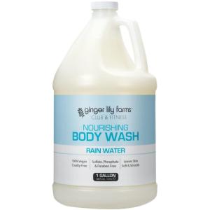 Ginger Lily Farms Club & Fitness Nourishing Body Wash, 100% Vegan & Cruelty-Free, Citrus Scent, 1 Gallon Refill (Pack of 4)(Rain Water)