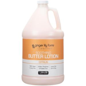 Ginger Lily Farms Club & Fitness Soothing Butter Lotion for Dry Skin, 100% Vegan & Cruelty-Free, Citrus Scent, 1 Gallon (128 fl oz) Refill(Citrus)