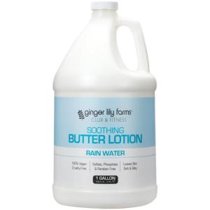 Ginger Lily Farms Club & Fitness Soothing Butter Lotion for Dry Skin, 100% Vegan & Cruelty-Free, Citrus Scent, 1 Gallon (128 fl oz) Refill(Rain Water)