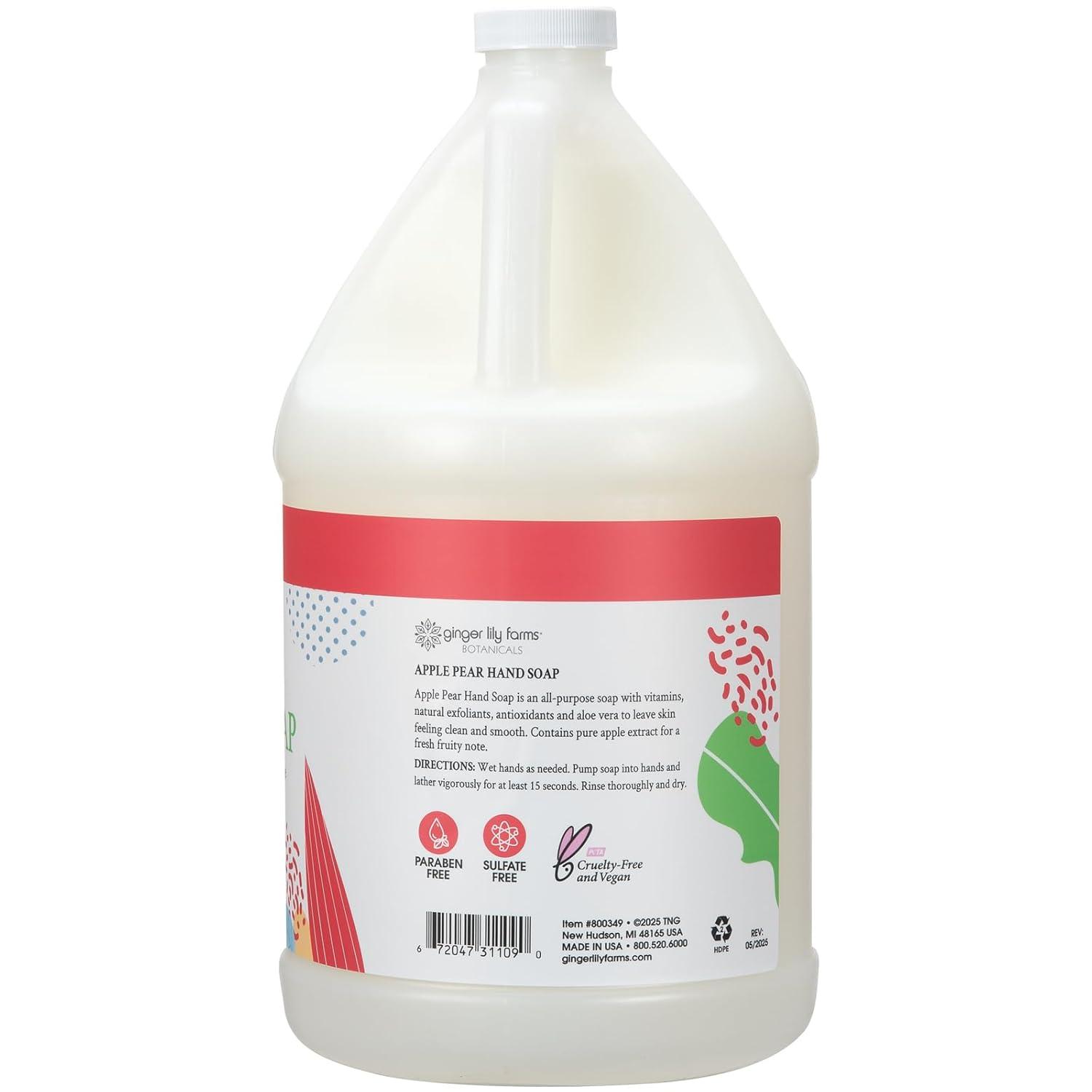 imageGinger Lily Farms Botanicals Conditioning Liquid Hand Soap Refill 100 Vegan amp CrueltyFree Vanilla Sugar Bliss Scent 1 Gallon Pack of 4Apple Pear