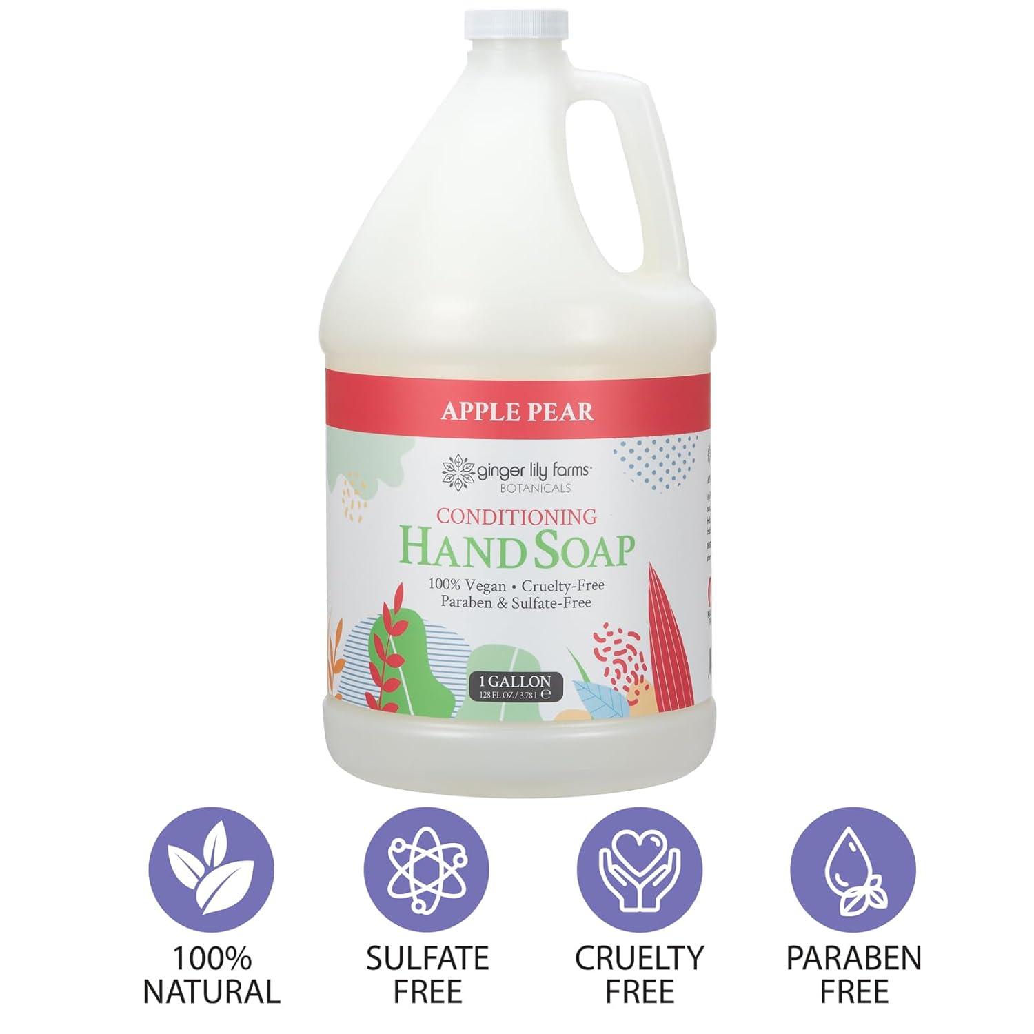 imageGinger Lily Farms Botanicals Conditioning Liquid Hand Soap Refill 100 Vegan amp CrueltyFree Vanilla Sugar Bliss Scent 1 Gallon Pack of 4Apple Pear