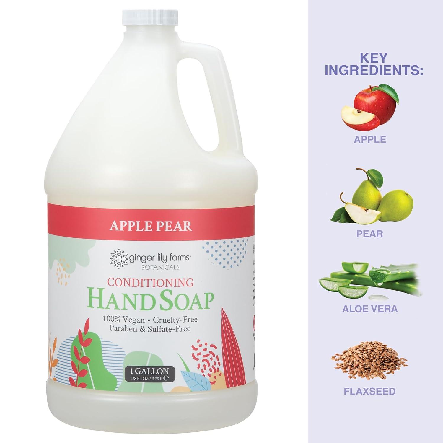 imageGinger Lily Farms Botanicals Conditioning Liquid Hand Soap Refill 100 Vegan amp CrueltyFree Vanilla Sugar Bliss Scent 1 Gallon Pack of 4Apple Pear