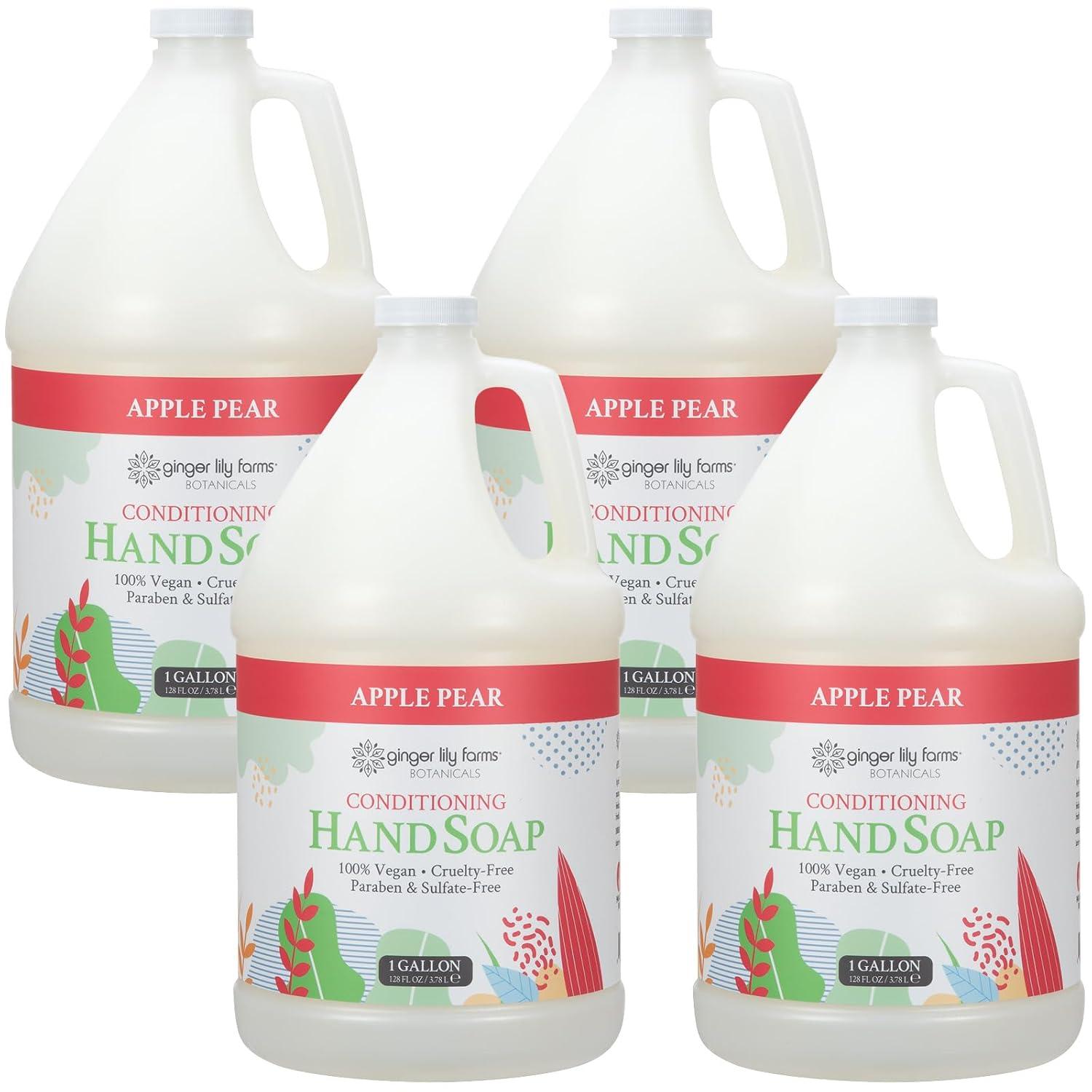 imageGinger Lily Farms Botanicals Conditioning Liquid Hand Soap Refill 100 Vegan amp CrueltyFree Vanilla Sugar Bliss Scent 1 Gallon Pack of 4Apple Pear