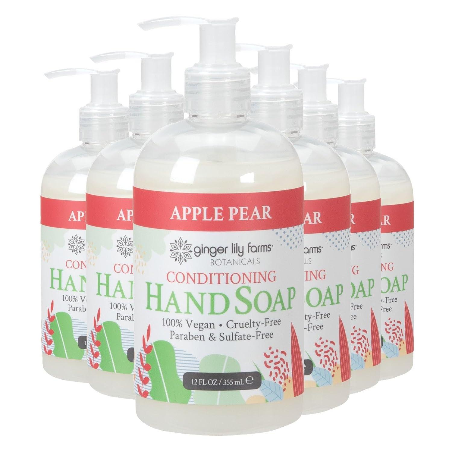 imageGinger Lily Farms Botanicals Conditioning Liquid Hand Soap Refill 100 Vegan amp CrueltyFree Vanilla Sugar Bliss Scent 1 Gallon Pack of 4Apple Pear