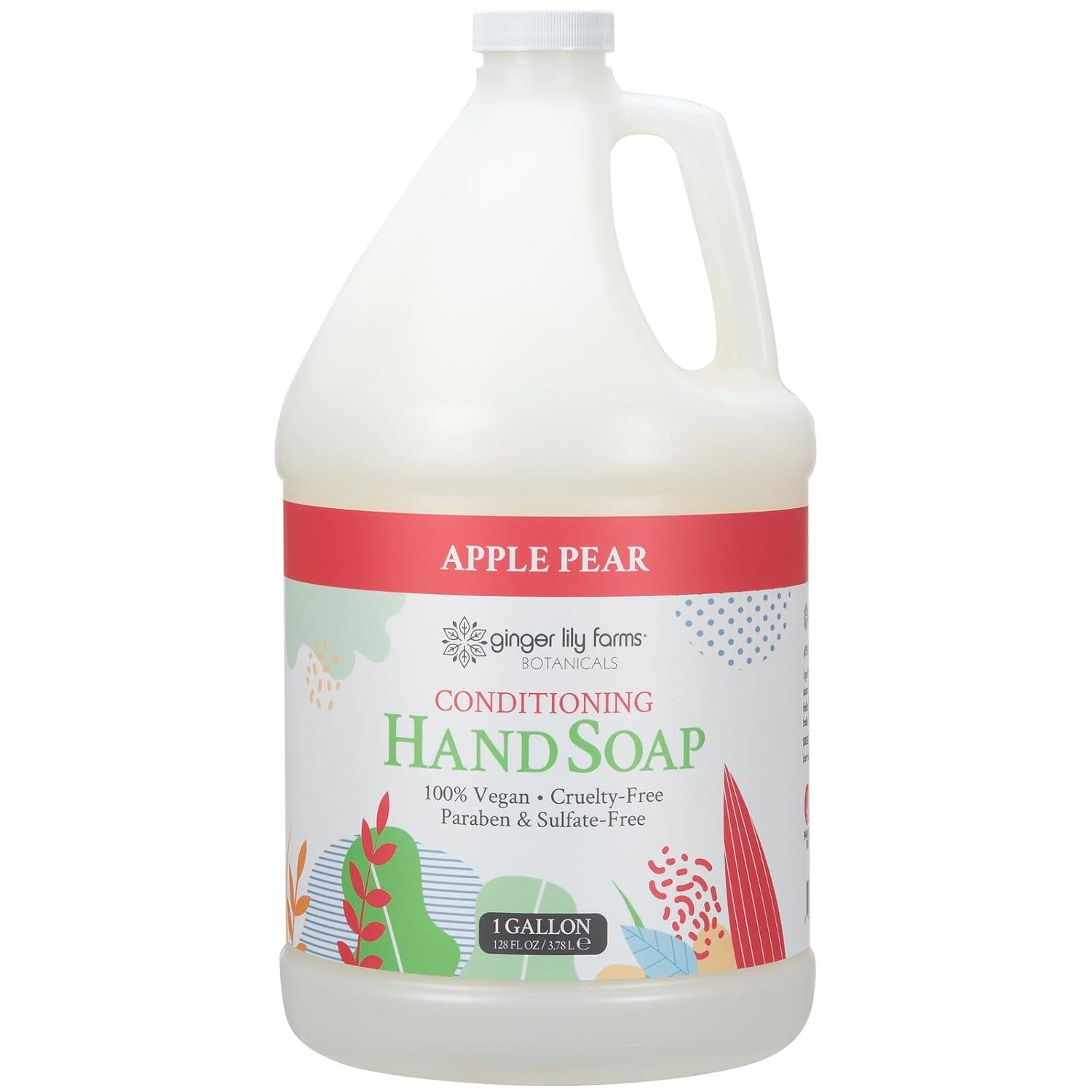 imageGinger Lily Farms Botanicals Conditioning Liquid Hand Soap Refill 100 Vegan amp CrueltyFree Vanilla Sugar Bliss Scent 1 Gallon Pack of 4Apple Pear