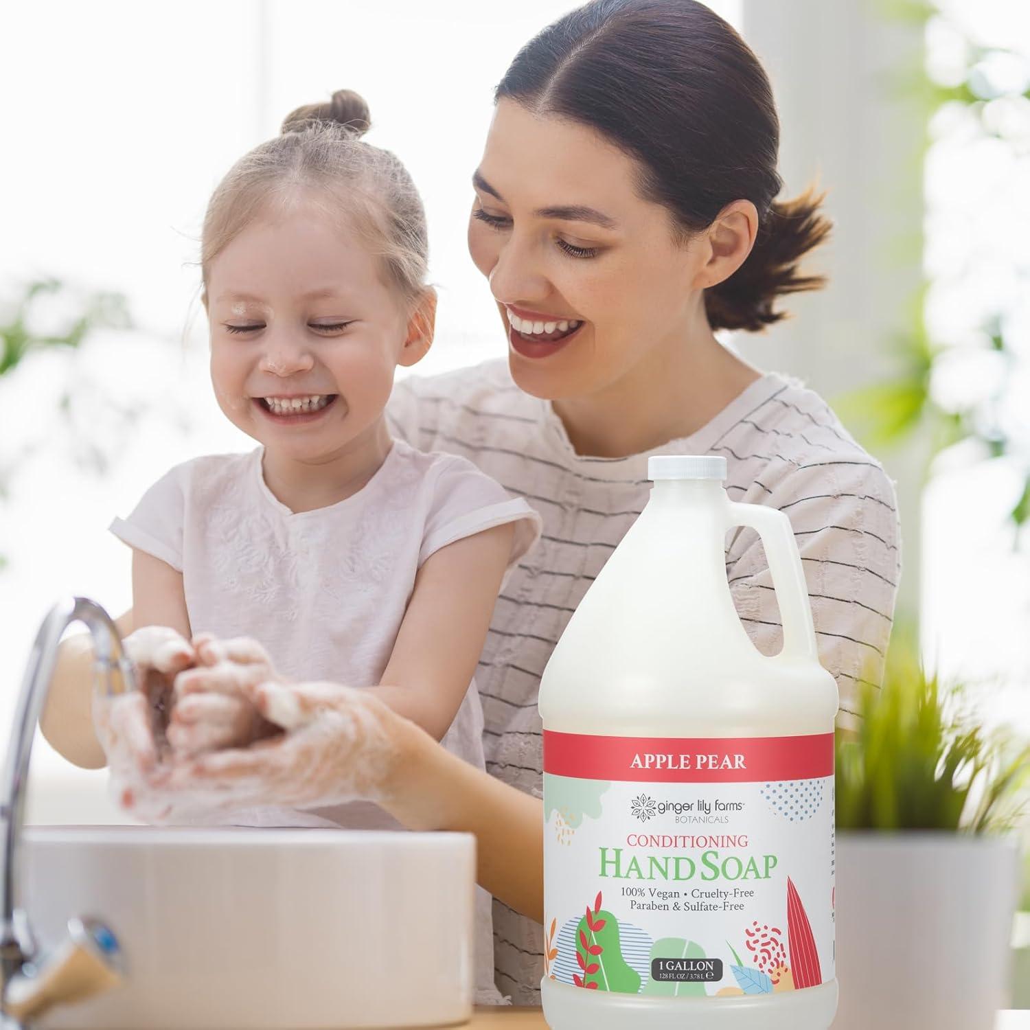 imageGinger Lily Farms Botanicals Conditioning Liquid Hand Soap Refill 100 Vegan amp CrueltyFree Vanilla Sugar Bliss Scent 1 Gallon Pack of 4Apple Pear