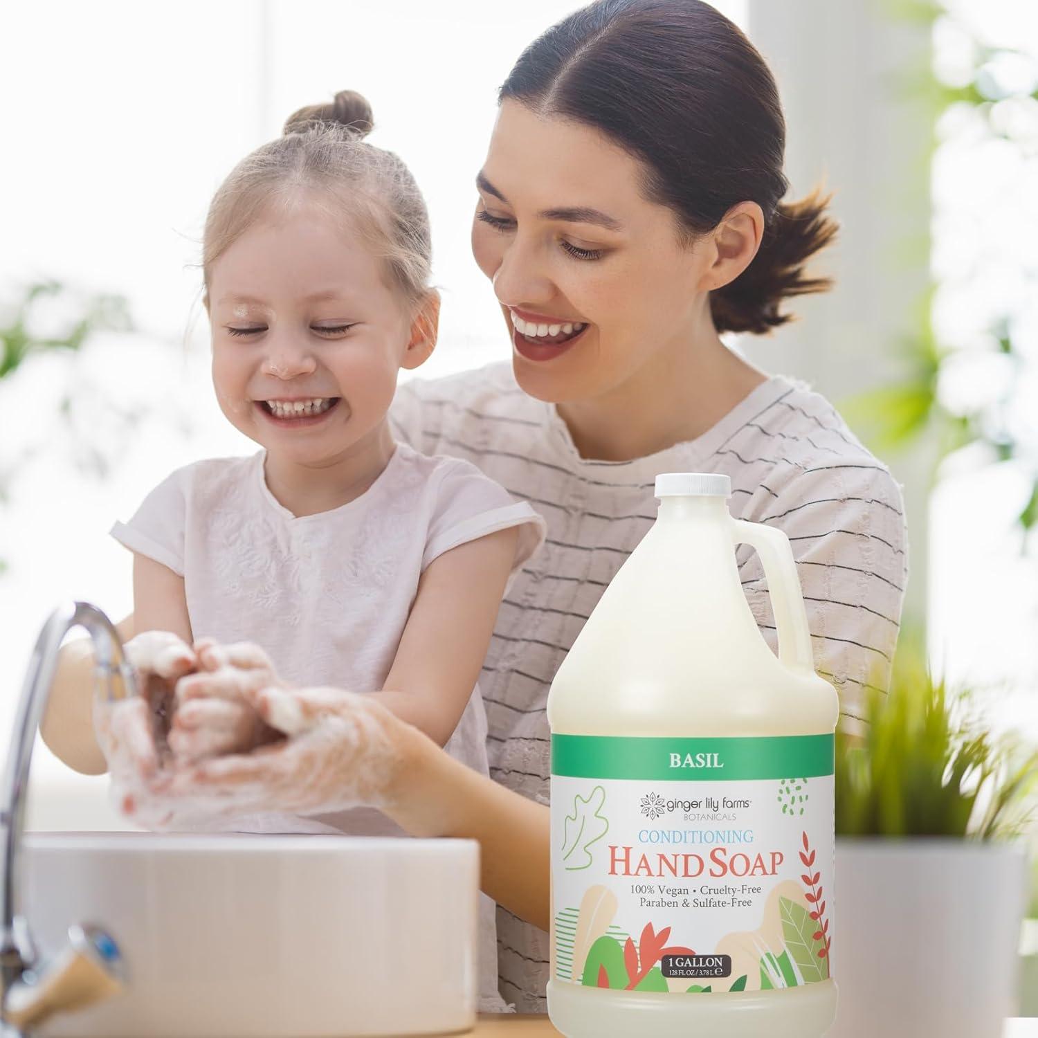 imageGinger Lily Farms Botanicals Conditioning Liquid Hand Soap Refill 100 Vegan amp CrueltyFree Vanilla Sugar Bliss Scent 1 Gallon Pack of 4Basil