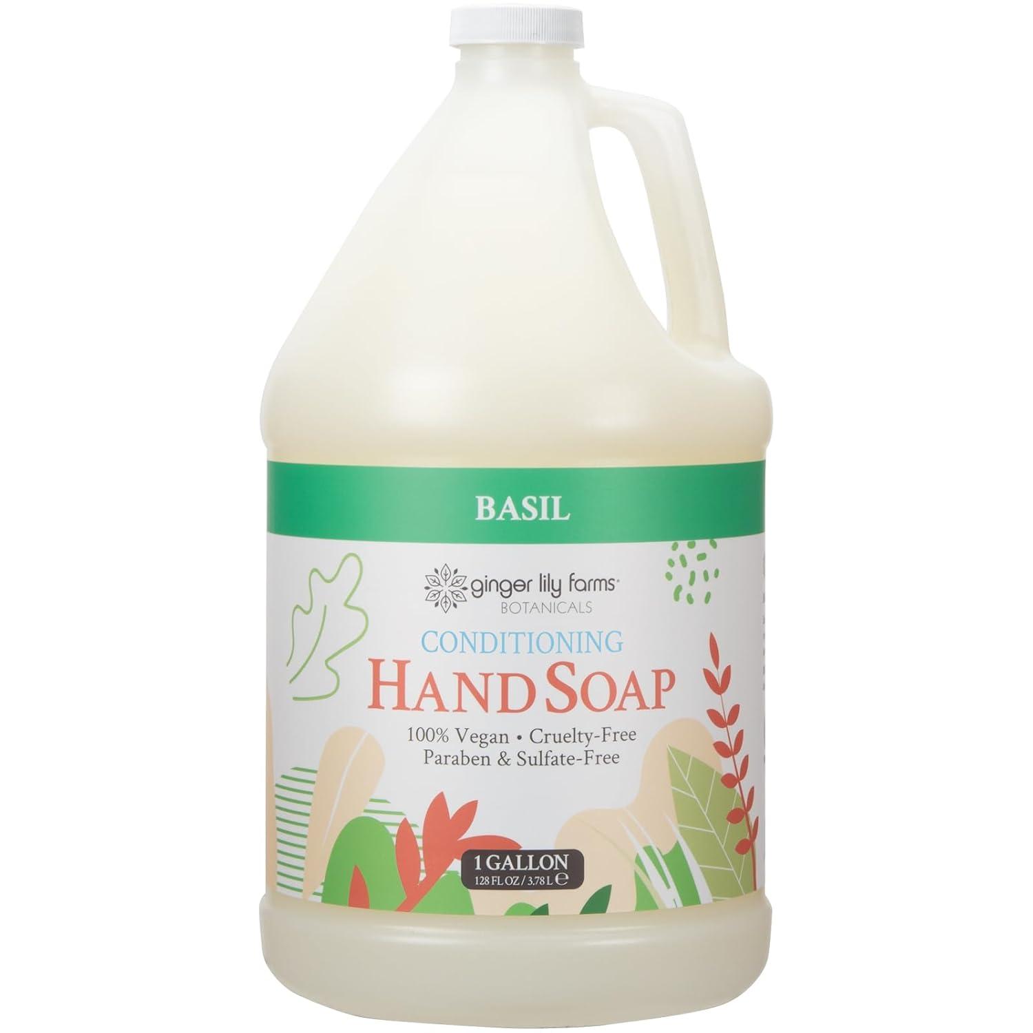 imageGinger Lily Farms Botanicals Conditioning Liquid Hand Soap Refill 100 Vegan amp CrueltyFree Vanilla Sugar Bliss Scent 1 Gallon Pack of 4Basil