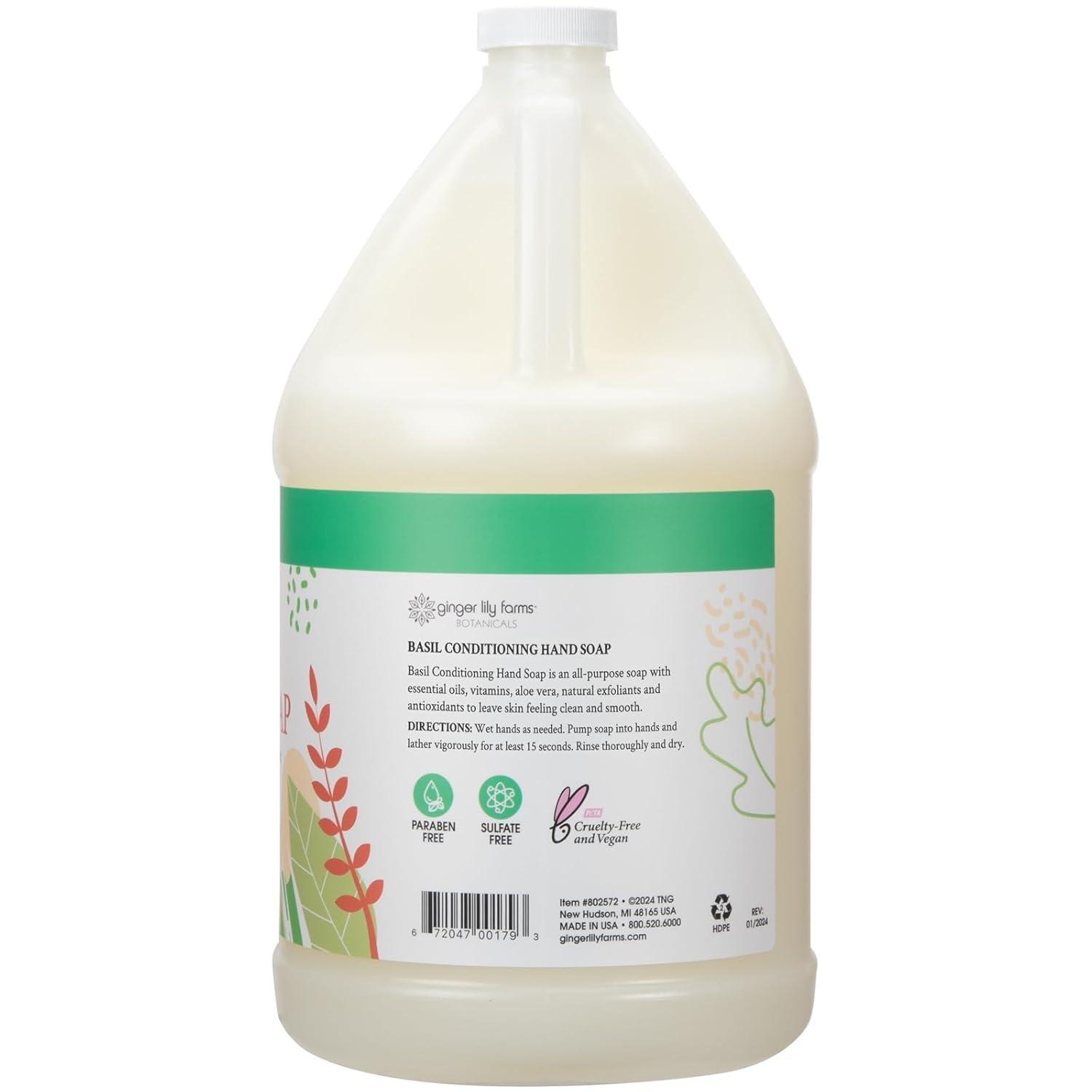 imageGinger Lily Farms Botanicals Conditioning Liquid Hand Soap Refill 100 Vegan amp CrueltyFree Vanilla Sugar Bliss Scent 1 Gallon Pack of 4Basil