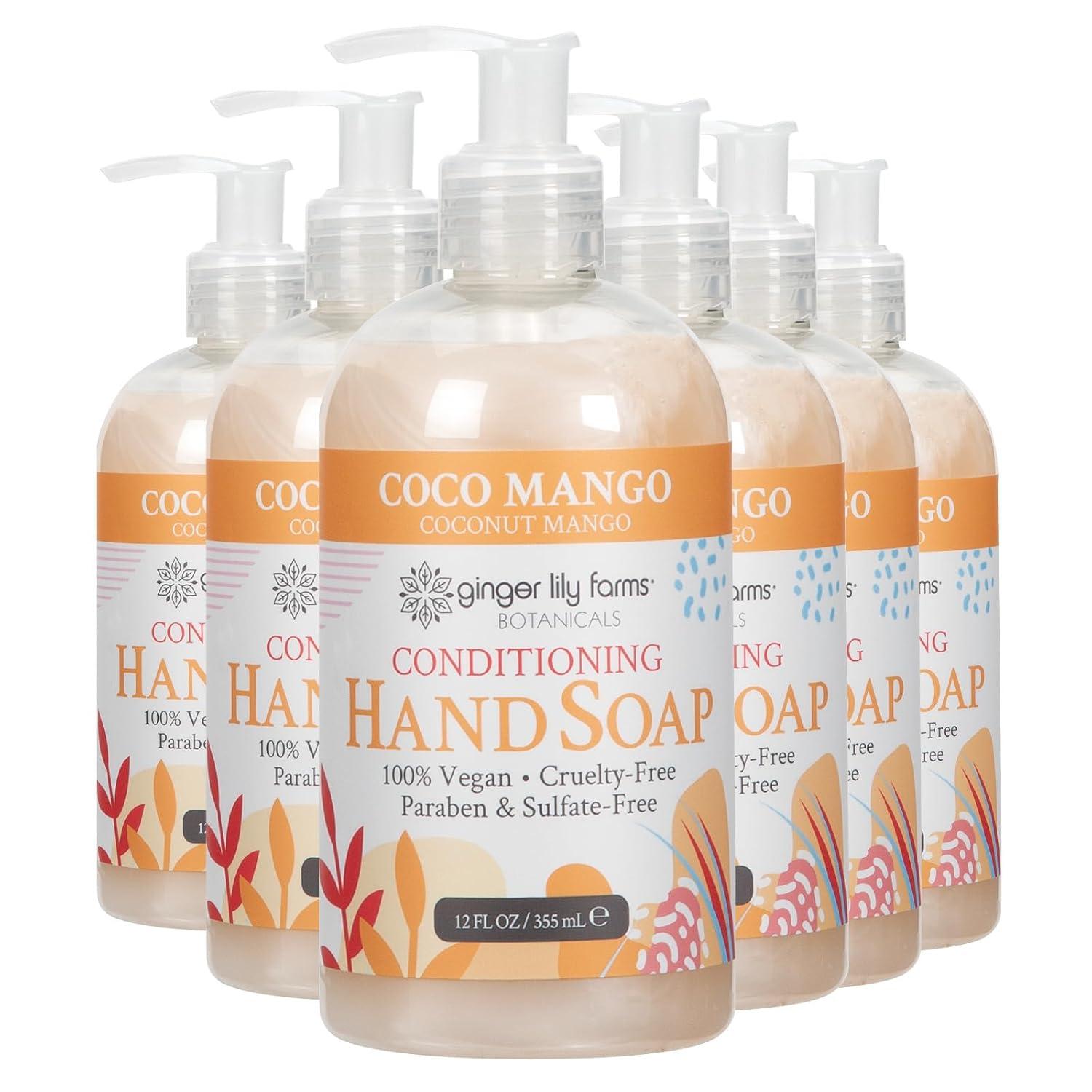 imageGinger Lily Farms Botanicals Conditioning Liquid Hand Soap Refill 100 Vegan amp CrueltyFree Vanilla Sugar Bliss Scent 1 Gallon Pack of 4Coco Mango