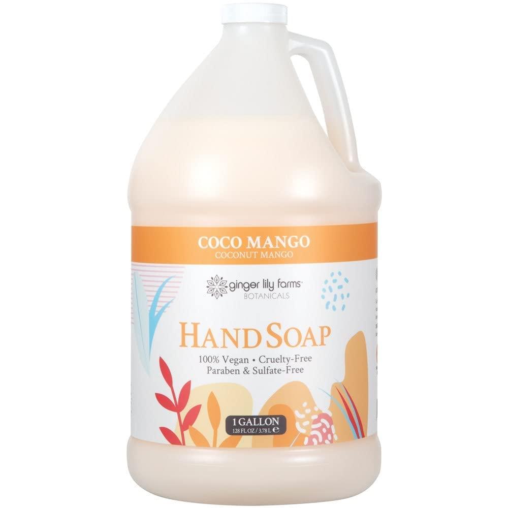 imageGinger Lily Farms Botanicals Conditioning Liquid Hand Soap Refill 100 Vegan amp CrueltyFree Vanilla Sugar Bliss Scent 1 Gallon Pack of 4Coco Mango