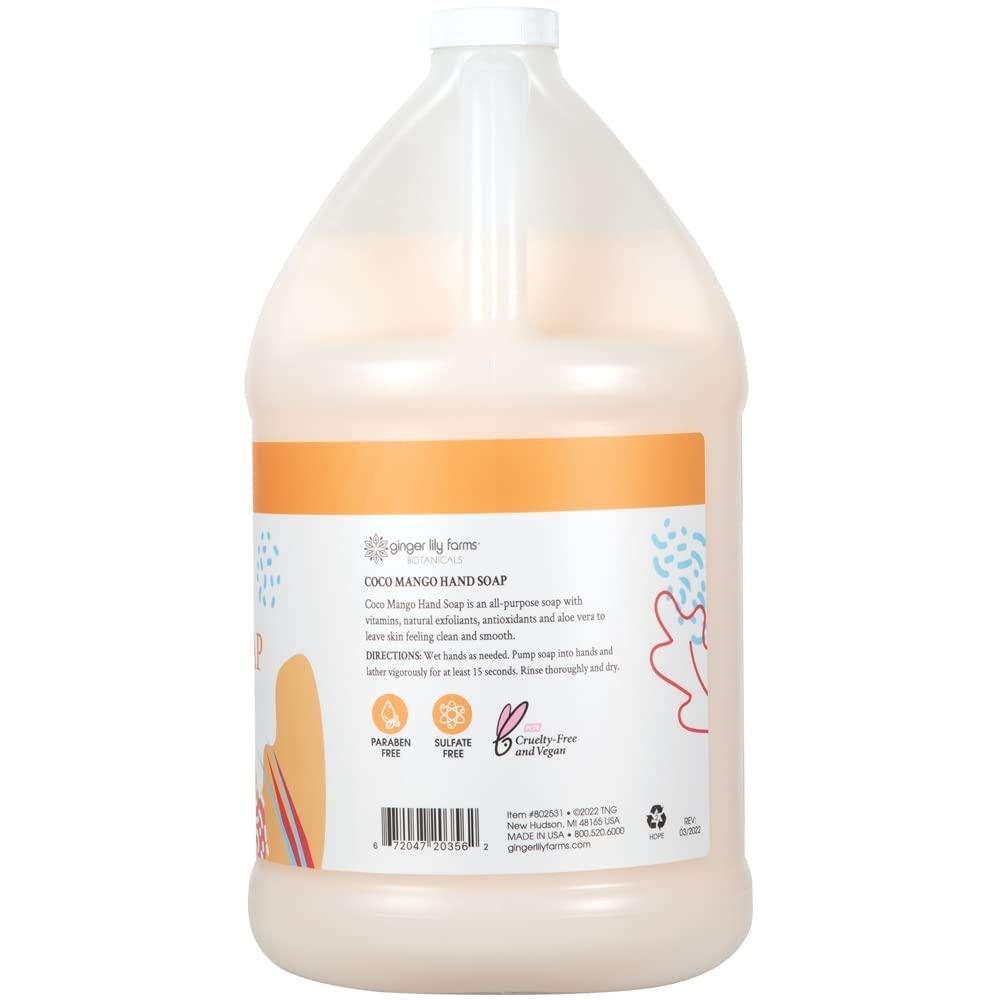 imageGinger Lily Farms Botanicals Conditioning Liquid Hand Soap Refill 100 Vegan amp CrueltyFree Vanilla Sugar Bliss Scent 1 Gallon Pack of 4Coco Mango